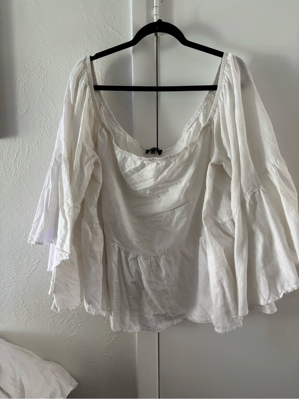 ASOS White Peasant Boho Blouse with Flutter Sleeves
